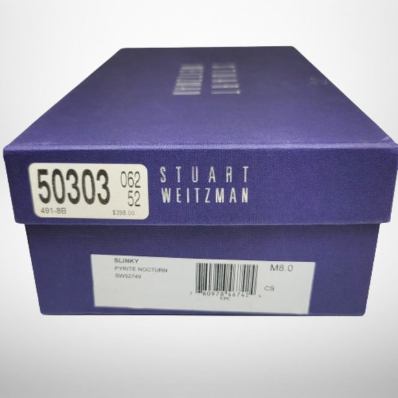 STUART WEITZMAN Slinky Glitter Peep-Toe Slingback, Pyrite Nocturn - Size:8 - Picture 8 of 16